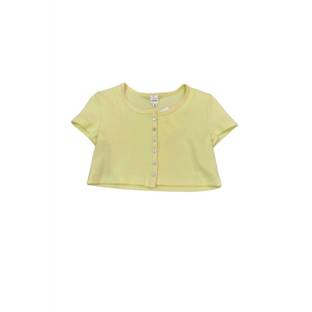 NEW THEME girl's michaela ribbed top in pastel yellow